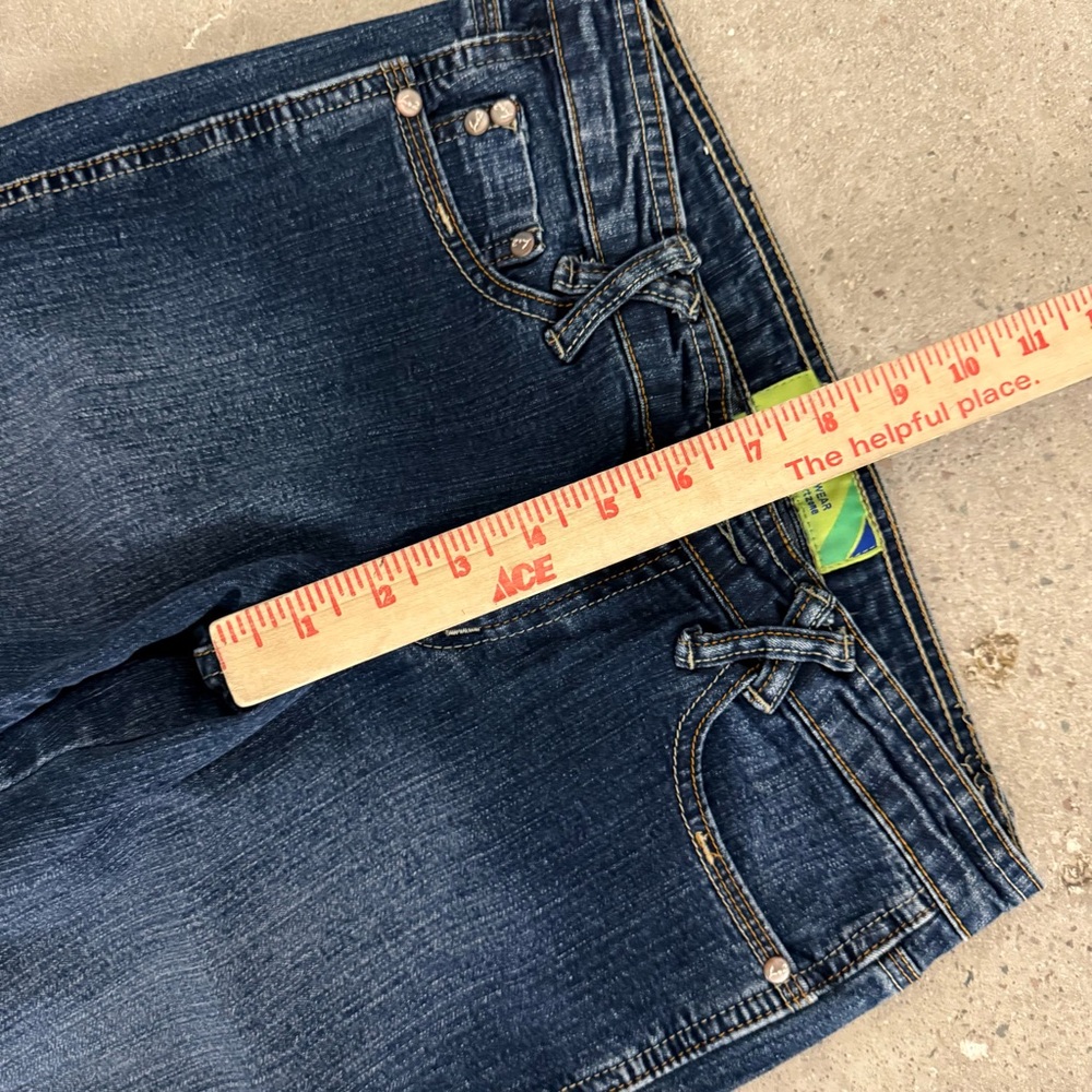 Vintage Y2K L2 Low Rise Flared Dark Faded Wash Denim Jeans Size 3 - Picture 2 of 6